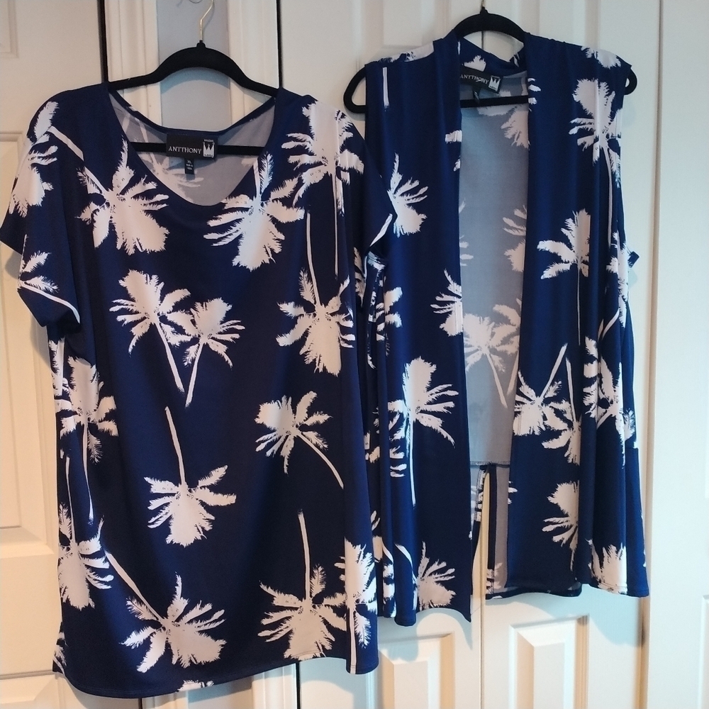 Antthony Original Two Piece Tunic Top and Duster Cardigan XL